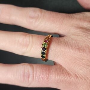 Elegant Multicolor Gemstone Gold Ring size 9